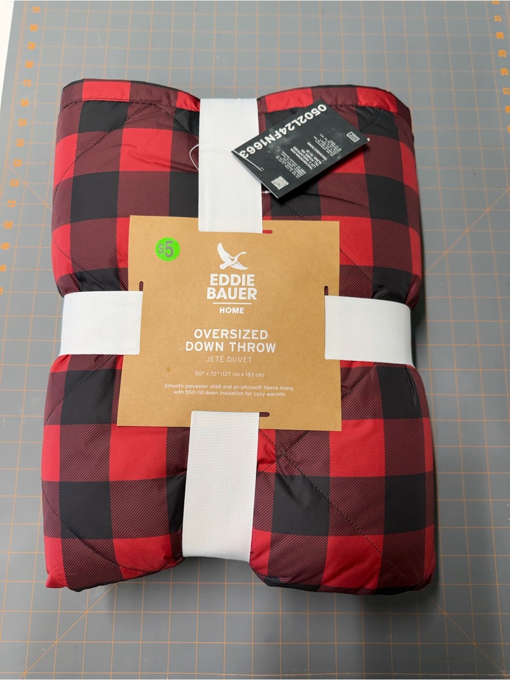 Eddie Bauer Red and Black Buffalo Check Throw oversized down throw 50x72